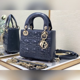 Dior Lady Dior Mini из трехслойной кожи цвета денима с золотыми з