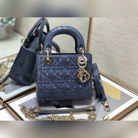 Dior Lady Dior Mini из трехслойной кожи цвета денима с золотыми з