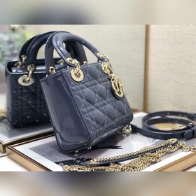 Dior Lady Dior Mini из трехслойной кожи цвета денима с золотыми з