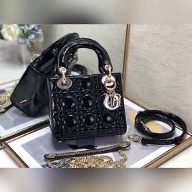 Dior, три черных и золотых элемента, Lady Dior Mini, размер 17 см