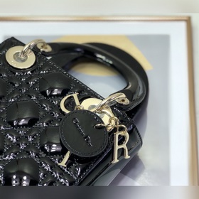 Dior, три черных и золотых элемента, Lady Dior Mini, размер 17 см