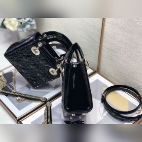 Dior, три черных и золотых элемента, Lady Dior Mini, размер 17 см