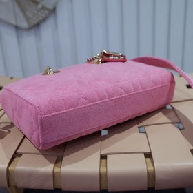Dior (Lady D-Joy)  Ярко-розовая джинсовая сумка с крупной плетен