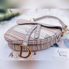 Сумка-седло с новым узором из разноцветных полос. Вышитая сумка-с
