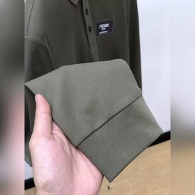 【Fendi】 Мужская рубашка-поло из хлопка с длинными рукавами для де