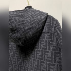 Fendi, серый двусторонний пальто, детали