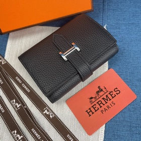 Hermes Togo кожа Новый кожаный кошелек с тремя складками карманом