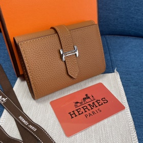 Hermes Togo кожа Новый кожаный кошелек с тремя складками карманом