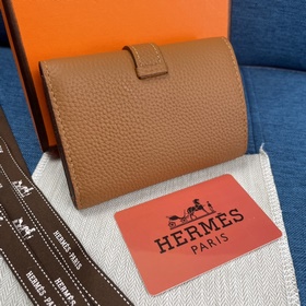 Hermes Togo кожа Новый кожаный кошелек с тремя складками карманом