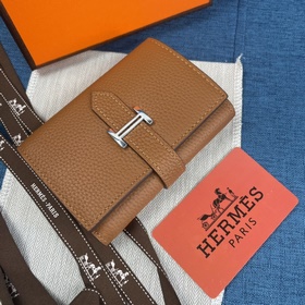 Hermes Togo кожа Новый кожаный кошелек с тремя складками карманом