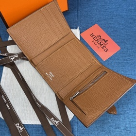 Hermes Togo кожа Новый кожаный кошелек с тремя складками карманом
