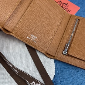Hermes Togo кожа Новый кожаный кошелек с тремя складками карманом