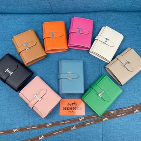 Hermes Togo кожа Новый кожаный кошелек с тремя складками карманом