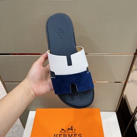 Классические мужские тапочки HERMES — подошва из кожи высшего кач