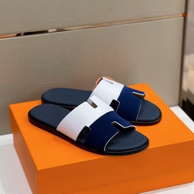 Классические мужские тапочки HERMES — подошва из кожи высшего кач