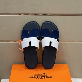 Классические мужские тапочки HERMES — подошва из кожи высшего кач