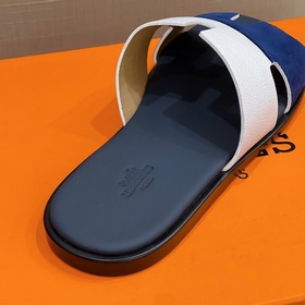 Классические мужские тапочки HERMES — подошва из кожи высшего кач