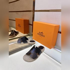 Hermes 2022 Antigua плетеные тапочки – кожаная подошва Сланцы из 