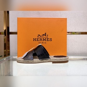 Hermes 2022 Antigua плетеные тапочки – кожаная подошва Сланцы из 