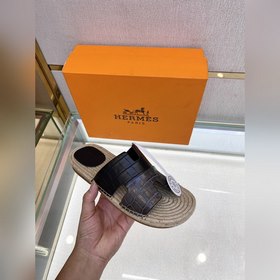 Hermes 2022 Antigua плетеные тапочки – кожаная подошва Сланцы из 