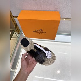 Hermes 2022 Antigua плетеные тапочки – кожаная подошва Сланцы из 