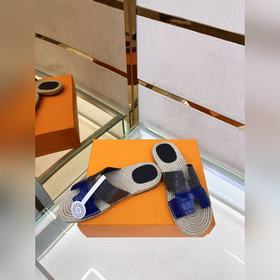 Hermes 2022 Antigua плетеные тапочки – кожаная подошва Сланцы из 