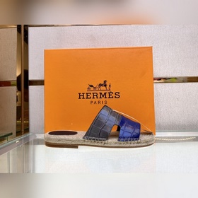 Hermes 2022 Antigua плетеные тапочки – кожаная подошва Сланцы из 