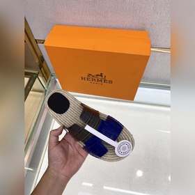 Hermes 2022 Antigua плетеные тапочки – кожаная подошва Сланцы из 