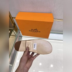 Hermes 2022 Antigua плетеные тапочки – кожаная подошва Сланцы из 