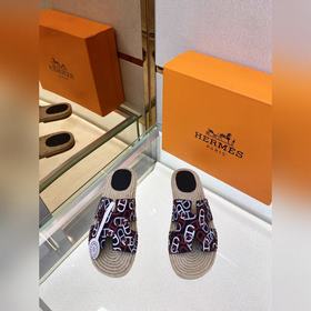 Hermes 2022 Antigua плетеные тапочки – кожаная подошва Сланцы из