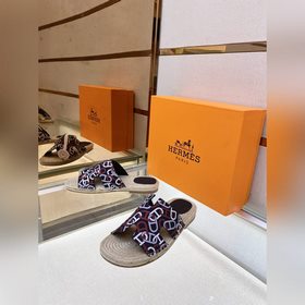 Hermes 2022 Antigua плетеные тапочки – кожаная подошва Сланцы из 
