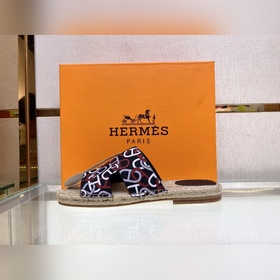 Hermes 2022 Antigua плетеные тапочки – кожаная подошва Сланцы из 