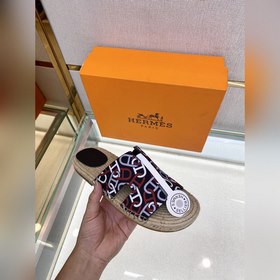 Hermes 2022 Antigua плетеные тапочки – кожаная подошва Сланцы из 