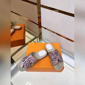 Hermes 2022 Antigua плетеные тапочки – кожаная подошва Сланцы из 