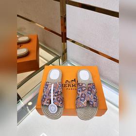 Hermes 2022 Antigua плетеные тапочки – кожаная подошва Сланцы из 