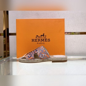 Hermes 2022 Antigua плетеные тапочки – кожаная подошва Сланцы из 