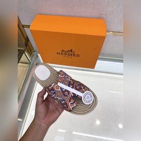 Hermes 2022 Antigua плетеные тапочки – кожаная подошва Сланцы из 