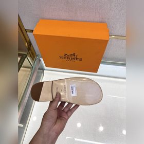 Hermes 2022 Antigua плетеные тапочки – кожаная подошва Сланцы из 