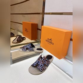 Hermes 2022 Antigua плетеные тапочки – кожаная подошва Сланцы из 