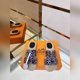 Hermes 2022 Antigua плетеные тапочки – кожаная подошва Сланцы из 