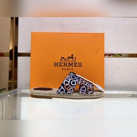 Hermes 2022 Antigua плетеные тапочки – кожаная подошва Сланцы из 