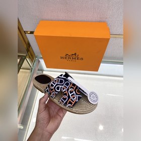 Hermes 2022 Antigua плетеные тапочки – кожаная подошва Сланцы из 