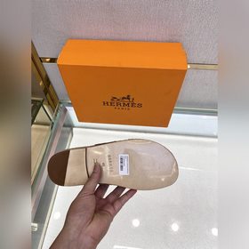 Hermes 2022 Antigua плетеные тапочки – кожаная подошва Сланцы из 