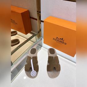 Hermes 2022 Antigua плетеные тапочки – кожаная подошва Сланцы из
