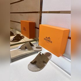 Hermes 2022 Antigua плетеные тапочки – кожаная подошва Сланцы из