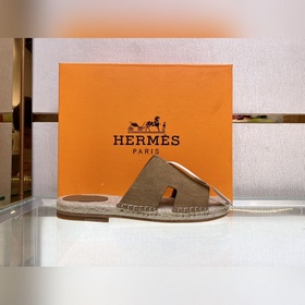Hermes 2022 Antigua плетеные тапочки – кожаная подошва Сланцы из 