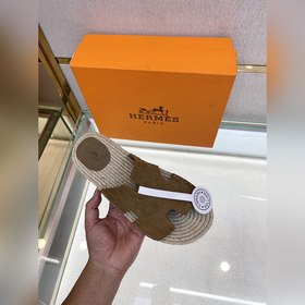 Hermes 2022 Antigua плетеные тапочки – кожаная подошва Сланцы из 