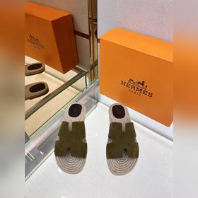 Hermes 2022 Antigua плетеные тапочки – кожаная подошва Сланцы из