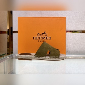 Hermes 2022 Antigua плетеные тапочки – кожаная подошва Сланцы из 