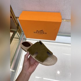 Hermes 2022 Antigua плетеные тапочки – кожаная подошва Сланцы из 